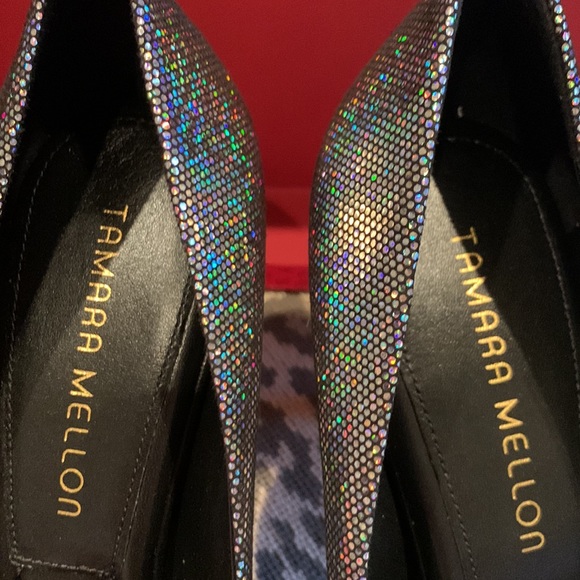 TAMARA MELLON LIMELIGHT DISCO BALL LEATHER PUMPS W/ CONTRASTING BLACK HEEL 8.5 - Picture 12 of 16